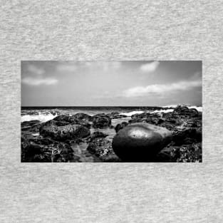 Rocky beach - Black and white T-Shirt